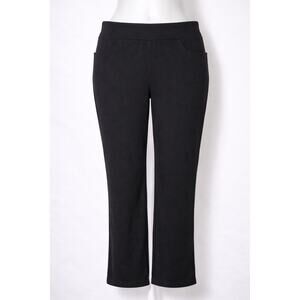 Belle by Kim‎ Gravel A711025 ScubaLuxe Petite Black Straight Pants [SP]